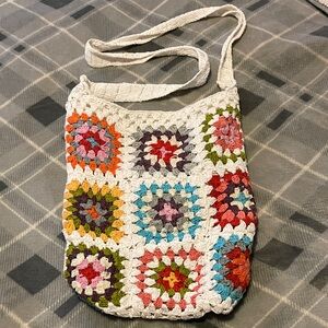 Boho crochet sling bag Women’s white